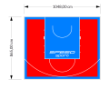 91M2/865X1048CM CZERWONO-BŁĘKITNE BOISKO DO KOSZYKÓWKI SPEEDSPORT HEXA POWER PRO