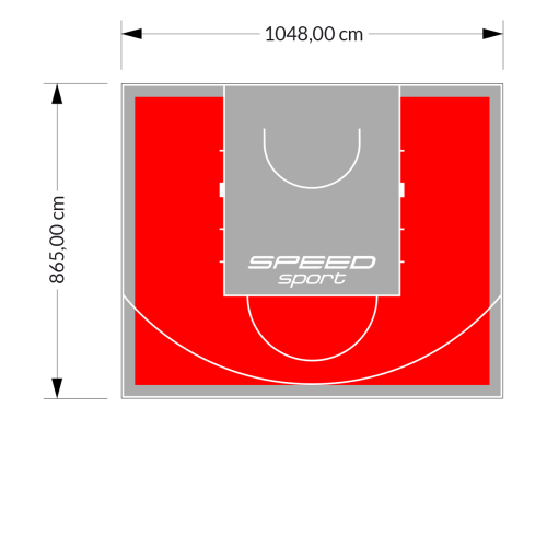 91M2/865X1048CM CZERWONO-SZARE BOISKO DO KOSZYKÓWKI SPEEDSPORT HEXA POWER PRO