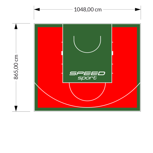 91M2/865X1048CM CZERWONO-ZIELONE BOISKO DO KOSZYKÓWKI SPEEDSPORT HEXA POWER PRO