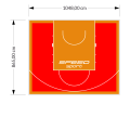 91M2/865X1048CM CZERWONO-POMARAŃCZOWE BOISKO DO KOSZYKÓWKI SPEEDSPORT HEXA POWER PRO