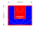 91M2/865X1048CM NIEBIESKO-CZERWONE BOISKO DO KOSZYKÓWKI SPEEDSPORT HEXA POWER PRO