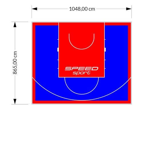 91M2/865X1048CM NIEBIESKO-CZERWONE BOISKO DO KOSZYKÓWKI SPEEDSPORT HEXA POWER PRO