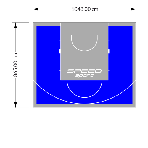 91M2/865X1048CM NIEBIESKO-SZARE BOISKO DO KOSZYKÓWKI SPEEDSPORT HEXA POWER PRO