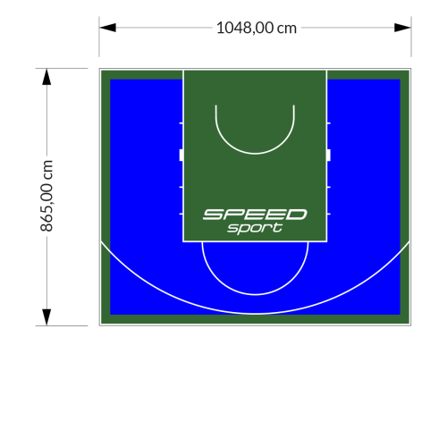 91M2/865X1048CM NIEBIESKO-ZIELONE BOISKO DO KOSZYKÓWKI SPEEDSPORT HEXA POWER PRO