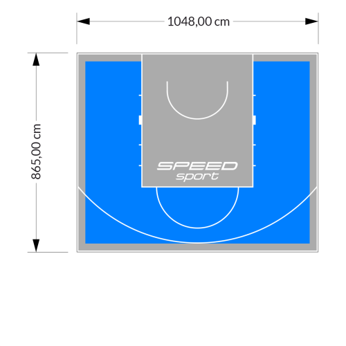 91M2/865X1048CM BŁĘKITNO-SZARE BOISKO DO KOSZYKÓWKI SPEEDSPORT HEXA POWER PRO
