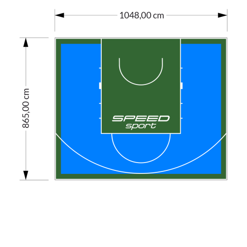 91M2/865X1048CM BŁĘKITNO-ZIELONE BOISKO DO KOSZYKÓWKI SPEEDSPORT HEXA POWER PRO