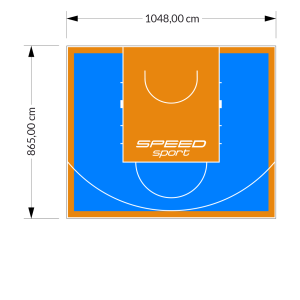91M2/865X1048CM BŁĘKITNO-POMARAŃCZOWE BOISKO DO KOSZYKÓWKI SPEEDSPORT HEXA POWER PRO