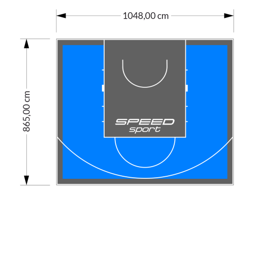 91M2/865X1048CM BŁĘKITNO-GRAFITOWE BOISKO DO KOSZYKÓWKI SPEEDSPORT HEXA POWER PRO