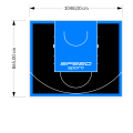 91M2/865X1048CM CZARNO-BŁĘKITNE BOISKO DO KOSZYKÓWKI SPEEDSPORT HEXA POWER PRO