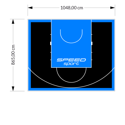 91M2/865X1048CM CZARNO-BŁĘKITNE BOISKO DO KOSZYKÓWKI SPEEDSPORT HEXA POWER PRO