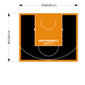 91M2/865X1048CM CZARNO-POMARAŃCZOWE BOISKO DO KOSZYKÓWKI SPEEDSPORT HEXA POWER PRO