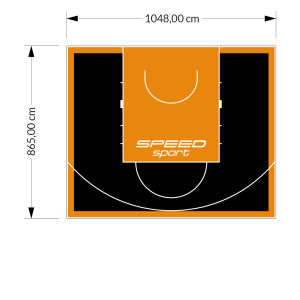 91M2/865X1048CM CZARNO-POMARAŃCZOWE BOISKO DO KOSZYKÓWKI SPEEDSPORT HEXA POWER PRO