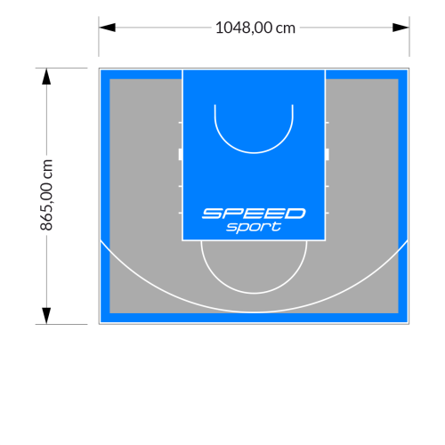 91M2/865X1048CM SZARO-BŁĘKITNE BOISKO DO KOSZYKÓWKI SPEEDSPORT HEXA POWER PRO
