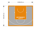 91M2/865X1048CM SZARO-POMARAŃCZOWE BOISKO DO KOSZYKÓWKI SPEEDSPORT HEXA POWER PRO