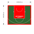 91M2/865X1048CM ZIELONO-CZERWONE BOISKO DO KOSZYKÓWKI SPEEDSPORT HEXA POWER PRO