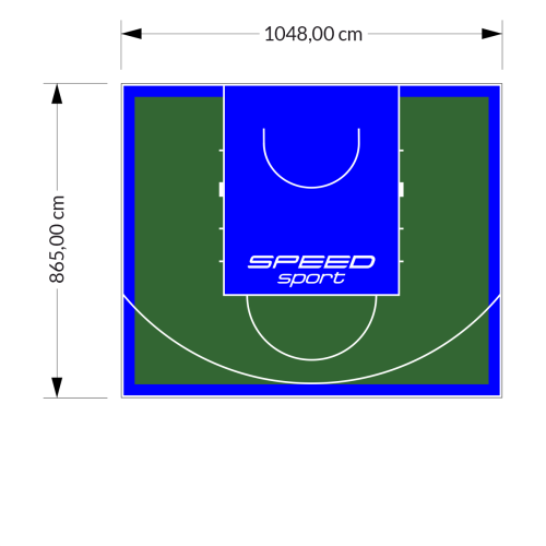 91M2/865X1048CM ZIELONO-NIEBIESKIE BOISKO DO KOSZYKÓWKI SPEEDSPORT HEXA POWER PRO