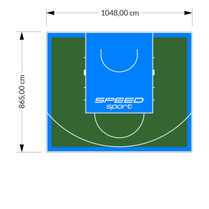 91M2/865X1048CM ZIELONO-BŁĘKITNE BOISKO DO KOSZYKÓWKI SPEEDSPORT HEXA POWER PRO