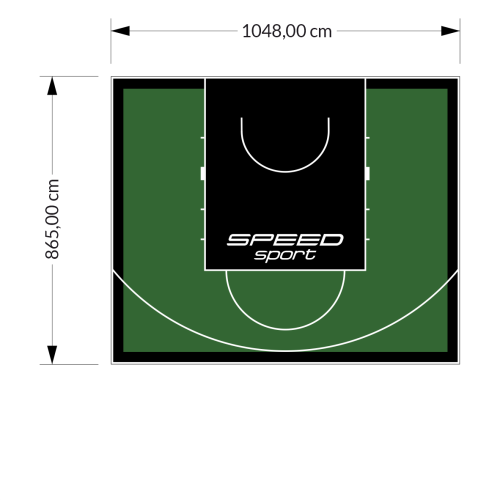 91M2/865X1048CM ZIELONO-CZARNE BOISKO DO KOSZYKÓWKI SPEEDSPORT HEXA POWER PRO
