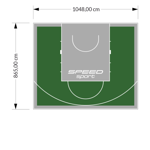 91M2/865X1048CM ZIELONO-SZARE BOISKO DO KOSZYKÓWKI SPEEDSPORT HEXA POWER PRO