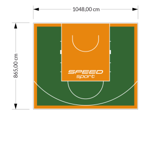 91M2/865X1048CM ZIELONO-POMARAŃCZOWE BOISKO DO KOSZYKÓWKI SPEEDSPORT HEXA POWER PRO