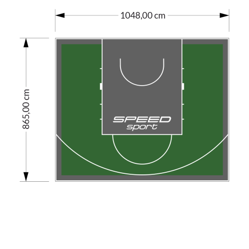 91M2/865X1048CM ZIELONO-GRAFITOWE BOISKO DO KOSZYKÓWKI SPEEDSPORT HEXA POWER PRO