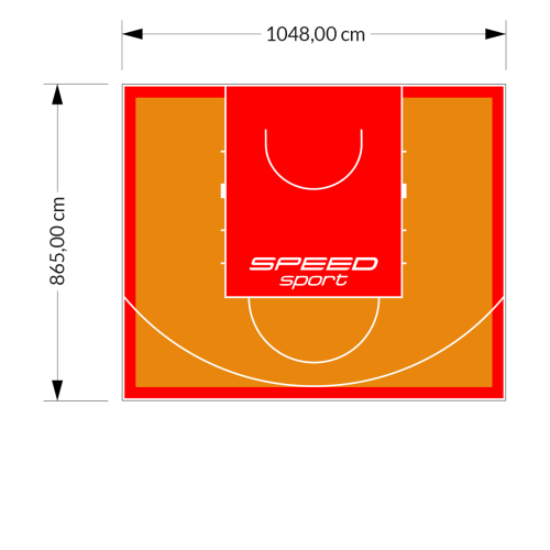 91M2/865X1048CM POMARAŃCZOWO-CZERWONE BOISKO DO KOSZYKÓWKI SPEEDSPORT HEXA POWER PRO