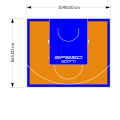 91M2/865X1048CM POMARAŃCZOWO-NIEBIESKIE BOISKO DO KOSZYKÓWKI SPEEDSPORT HEXA POWER PRO