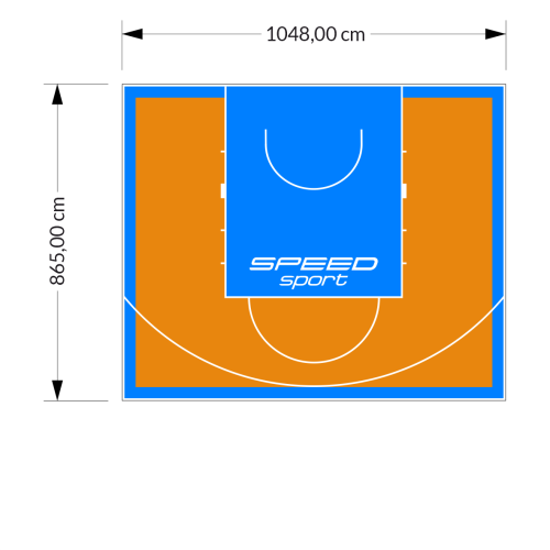 91M2/865X1048CM POMARAŃCZOWO-BŁĘKITNE BOISKO DO KOSZYKÓWKI SPEEDSPORT HEXA POWER PRO