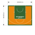 91M2/865X1048CM POMARAŃCZOWO-ZIELONE BOISKO DO KOSZYKÓWKI SPEEDSPORT HEXA POWER PRO