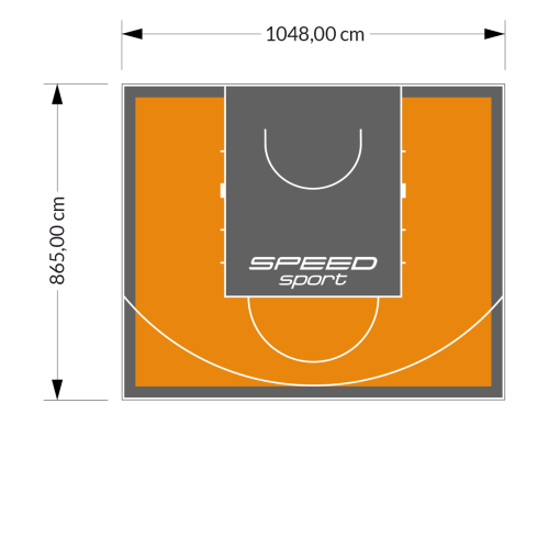 91M2/865X1048CM POMARAŃCZOWO-GRAFITOWE BOISKO DO KOSZYKÓWKI SPEEDSPORT HEXA POWER PRO