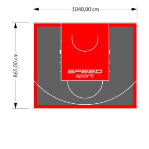 91M2/865X1048CM GRAFITOWO-CZERWONE BOISKO DO KOSZYKÓWKI SPEEDSPORT HEXA POWER PRO