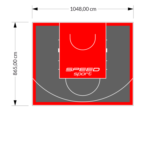 91M2/865X1048CM GRAFITOWO-CZERWONE BOISKO DO KOSZYKÓWKI SPEEDSPORT HEXA POWER PRO