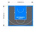 91M2/865X1048CM GRAFITOWO-BŁĘKITNE BOISKO DO KOSZYKÓWKI SPEEDSPORT HEXA POWER PRO