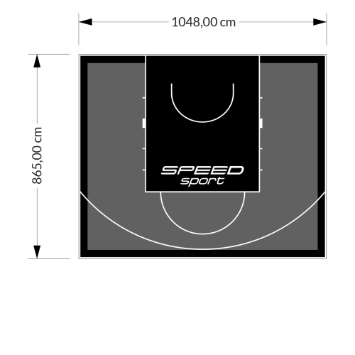 91M2/865X1048CM GRAFITOWO-CZARNE BOISKO DO KOSZYKÓWKI SPEEDSPORT HEXA POWER PRO