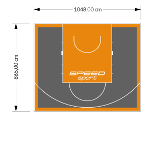 91M2/865X1048CM GRAFITOWO-POMARAŃCZOWE BOISKO DO KOSZYKÓWKI SPEEDSPORT HEXA POWER PRO