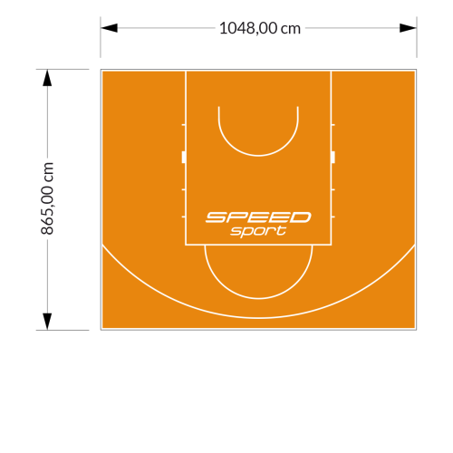 91M2/865X1048CM POMARAŃCZOWE BOISKO DO KOSZYKÓWKI SPEEDSPORT HEXA POWER PRO