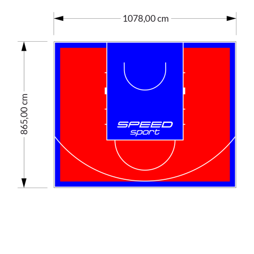 93M2/865X1078CM CZERWONO-NIEBIESKIE BOISKO DO KOSZYKÓWKI SPEEDSPORT HEXA POWER PRO