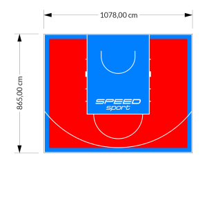 93M2/865X1078CM CZERWONO-BŁĘKITNE BOISKO DO KOSZYKÓWKI SPEEDSPORT HEXA POWER PRO