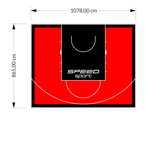 93M2/865X1078CM CZERWONO-CZARNE BOISKO DO KOSZYKÓWKI SPEEDSPORT HEXA POWER PRO