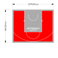 93M2/865X1078CM CZERWONO-SZARE BOISKO DO KOSZYKÓWKI SPEEDSPORT HEXA POWER PRO