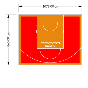 93M2/865X1078CM CZERWONO-POMARAŃCZOWE BOISKO DO KOSZYKÓWKI SPEEDSPORT HEXA POWER PRO