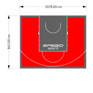 93M2/865X1078CM CZERWONO-GRAFITOWE BOISKO DO KOSZYKÓWKI SPEEDSPORT HEXA POWER PRO