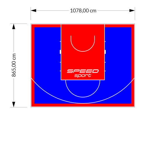 93M2/865X1078CM NIEBIESKO-CZERWONE BOISKO DO KOSZYKÓWKI SPEEDSPORT HEXA POWER PRO