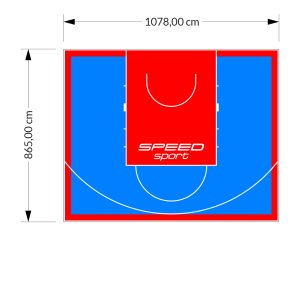 93M2/865X1078CM BŁĘKITNO-CZERWONE BOISKO DO KOSZYKÓWKI SPEEDSPORT HEXA POWER PRO