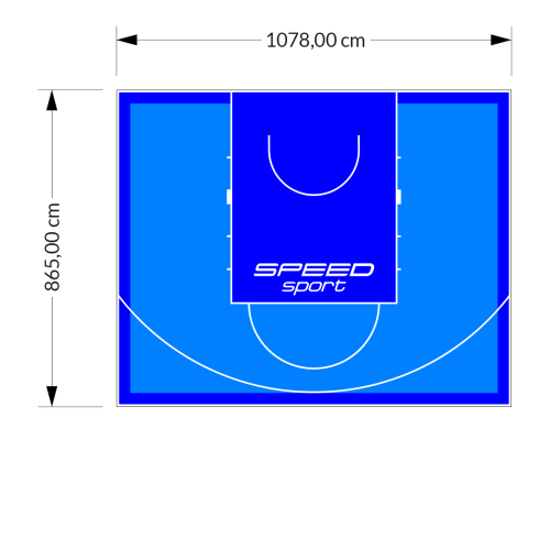 93M2/865X1078CM BŁĘKITNO-NIEBIESKIE BOISKO DO KOSZYKÓWKI SPEEDSPORT HEXA POWER PRO