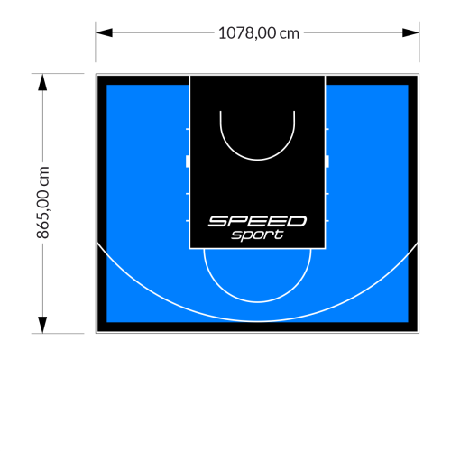 93M2/865X1078CM BŁĘKITNO-CZARNE BOISKO DO KOSZYKÓWKI SPEEDSPORT HEXA POWER PRO
