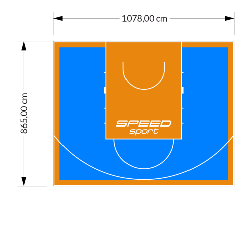 93M2/865X1078CM BŁĘKITNO-POMARAŃCZOWE BOISKO DO KOSZYKÓWKI SPEEDSPORT HEXA POWER PRO