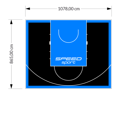 93M2/865X1078CM CZARNO-BŁĘKITNE BOISKO DO KOSZYKÓWKI SPEEDSPORT HEXA POWER PRO