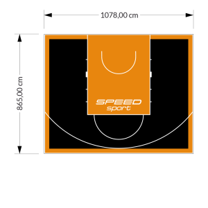 93M2/865X1078CM CZARNO-POMARAŃCZOWE BOISKO DO KOSZYKÓWKI SPEEDSPORT HEXA POWER PRO