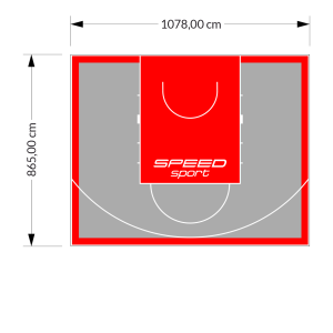 93M2/865X1078CM SZARO-CZERWONE BOISKO DO KOSZYKÓWKI SPEEDSPORT HEXA POWER PRO